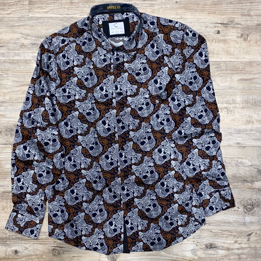 Suslo Couture Paisley Skullhead Shirt
